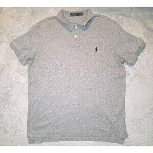 Ralph Lauren Polo Shirt Mens Size XL Gray Black Pony Casual Short Sleeve
